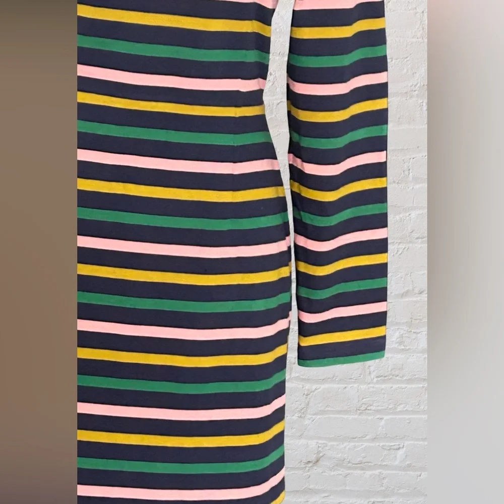 J.CREW Long Sleeve Multicolor striped Midi Dress Sz 8 M Nautical Preppy Spring
